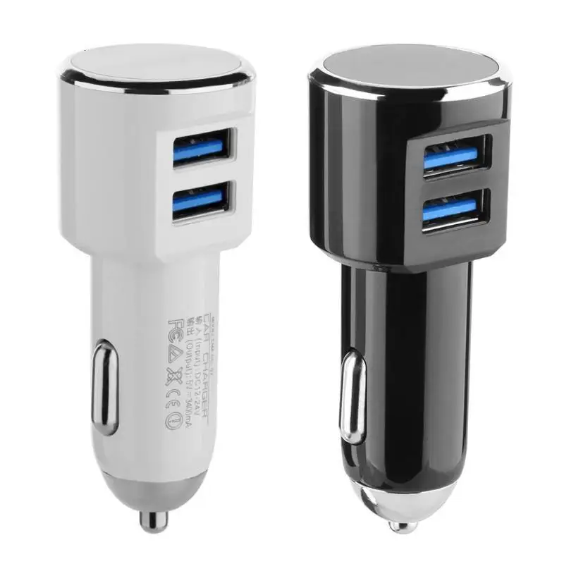 Светодиодный с зеркалом 3.4A двойной Переходник USB для зарядки в машине Быстрая зарядка светодиодный с зеркалом автомобильное металлическое зарядное устройство для телефона планшета для iphone