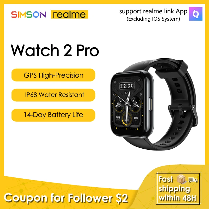 Смарт-часы realme Watch 2 PRO 14 дней без подзарядки 90 спортивных режимов GPS высокая