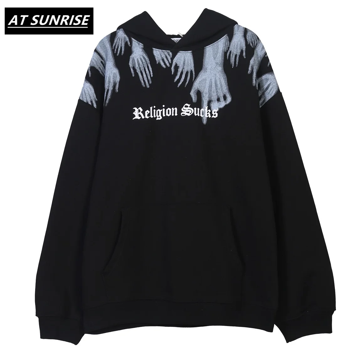 Tops Hoodies Sweatshirts Sucks-Print Religion Pullover Fleece Hipster Hands Casual