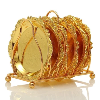 

Series 6 Piece Roller Coaster Creative Drink Coaster Decorative Frame Non-Slip Metal Coaster Desktop Display With Pole Frame, Ki