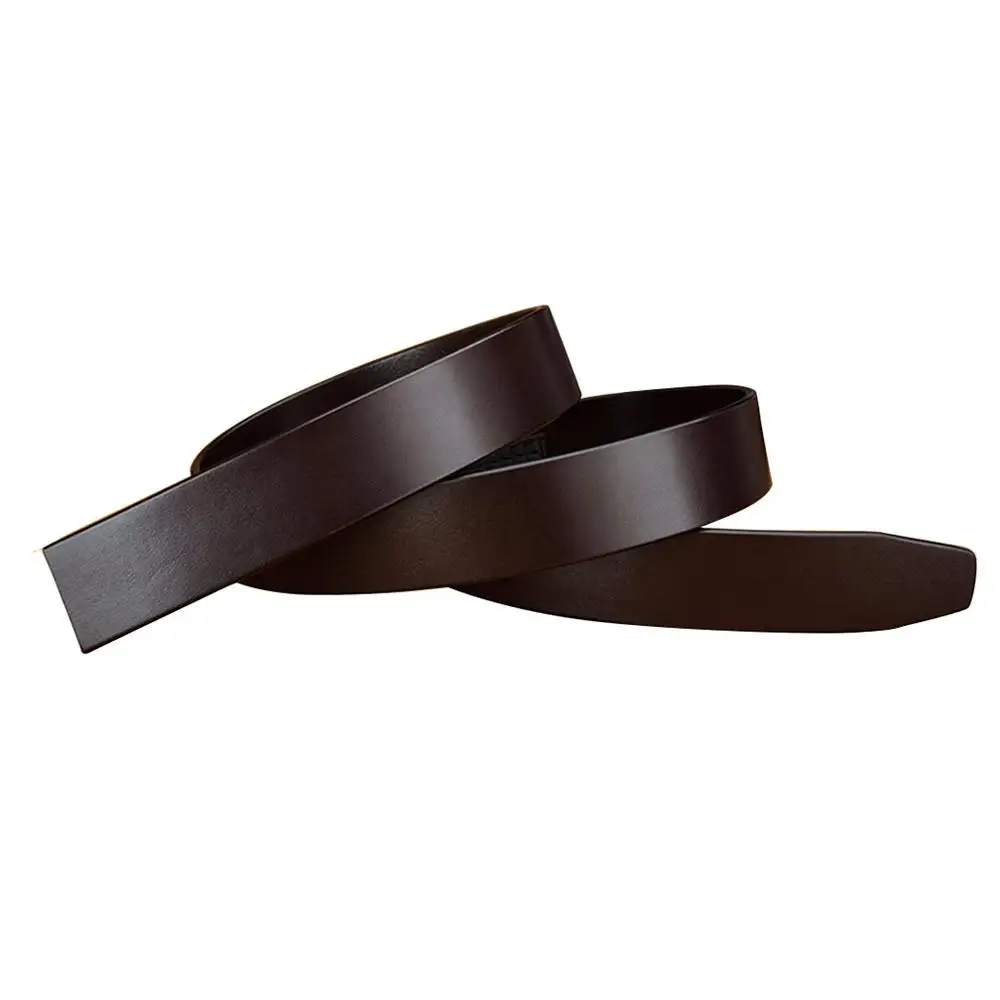 Skup HIDUP 3.5cm szerokości formalne automatyczne style mężczyźni tylko pasek w stylu Vintage pasy najwyższej jakości skóry wołowej skórzany pas bez klamry NWJ637