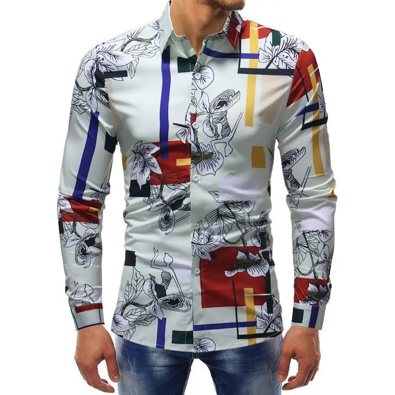 Мульти Farben Повседневная рубашка Mnner Herbst Langarm mnner Kleidung Hemd Mnnlich Plus Gree модные цветочные рубашки 5XL-M