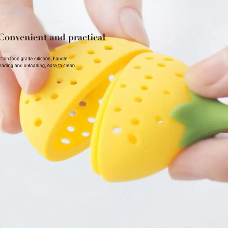 20 шт./лот силиконовый Чайный фильтр в форме клубники ситечко для чая