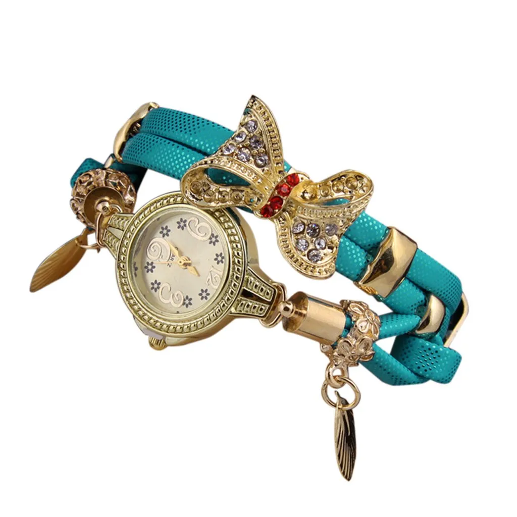 2021 New Watches Butterfly Retro Rhinestone Bracelet Watches Women Lovely Wedding Quartz Watches Часы Женские Наручные