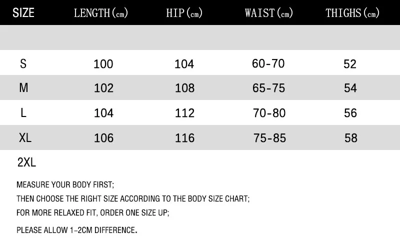 侃爷新裤尺码表