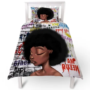 

African Girl Street Graffiti Wall Background Duvet Cover Pillow Case Quilt Cover Set Bedclothes Single Bedding Sets For Bed