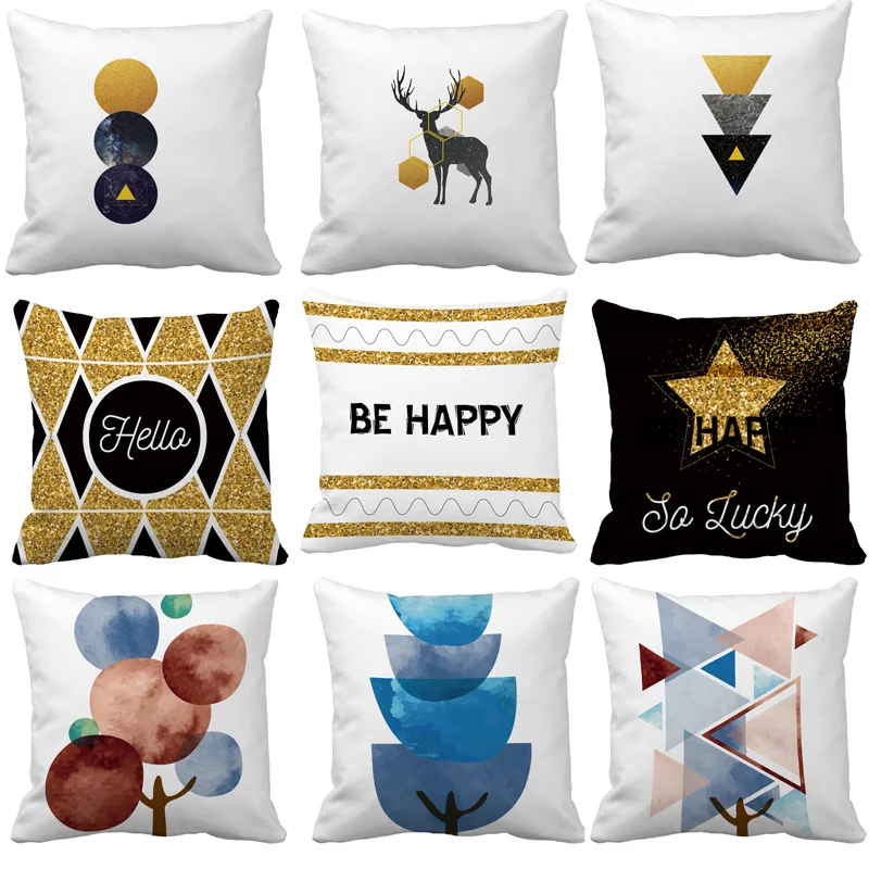 

Simple Nordic style aesthetic geometric printing pillow cover