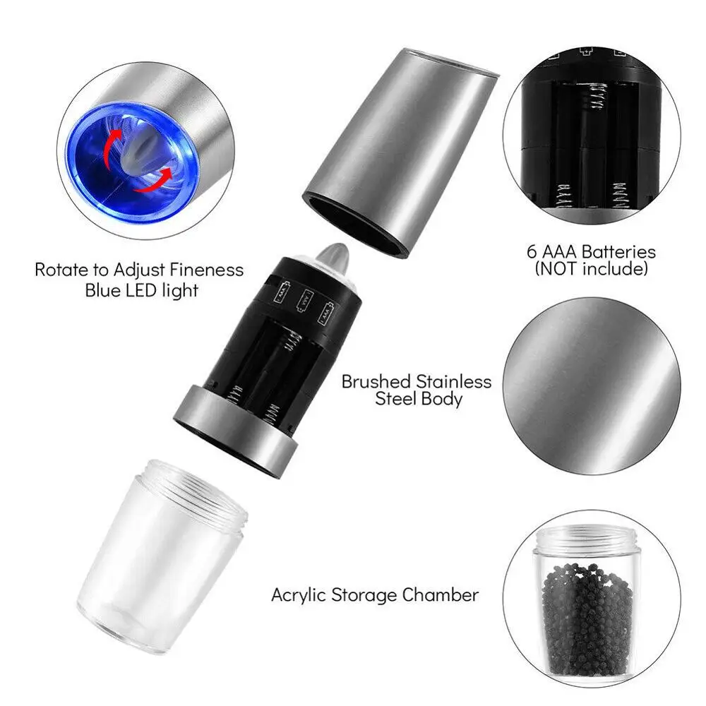 Мельница Из Нержавеющей Стали 2020 электрическая гравитационная мельница для соли