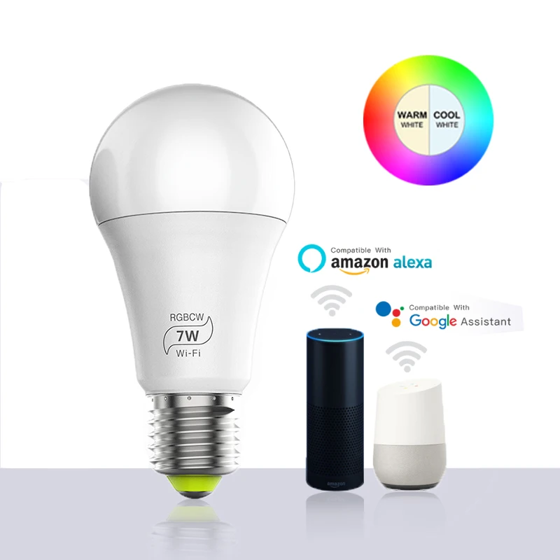 

7W E27 RGB Wifi Led Magic Light Smart Bulb Wireless Home Remote control LED Lamp Bulbs Work with Alexa Google Home Dropshipping