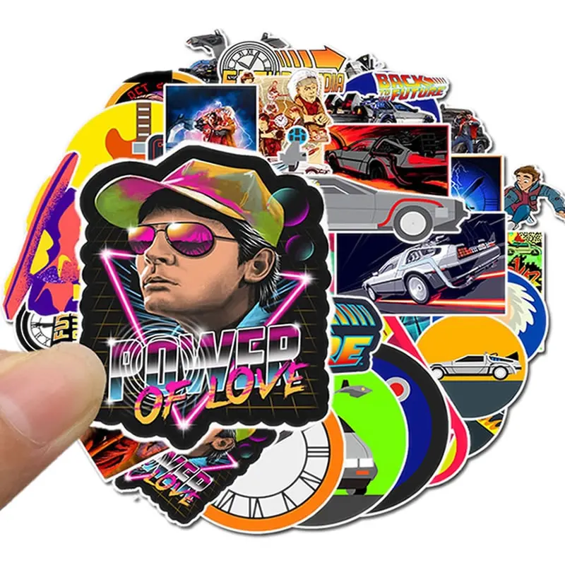 

50pcs/Pack Movie Back To The Future Waterproof Stickers Skateboard Suitcase Guitar Motorcycle Girls Graffiti Stickers Kids Toy