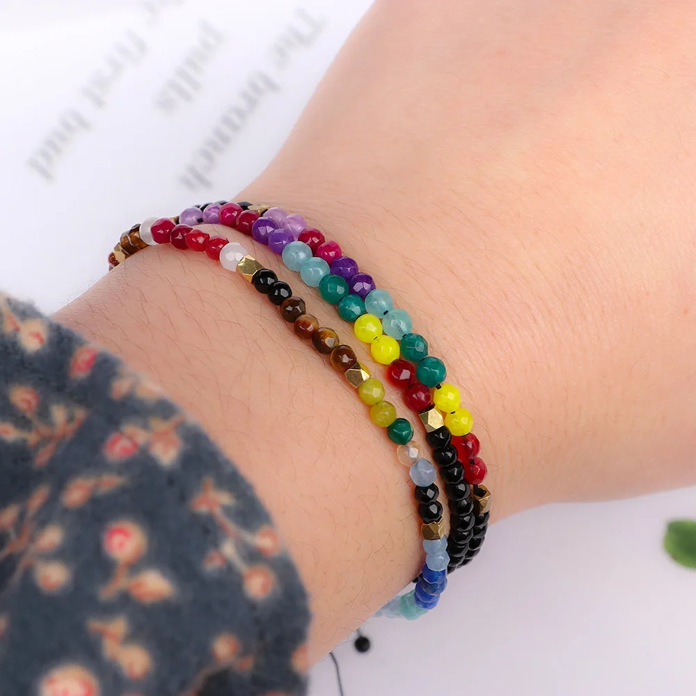 Lucky Stone Beads Bracelet Bohemia Chakra Bracelets Multicolor Small Beads Bracelet Women Holiday Jewelry Gift