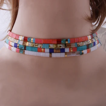 

NeeFu WoFu Bead Necklace Ethnic Beaded Necklace stainless steel short necklace Bohemia Stainless steel jewelry wholesa