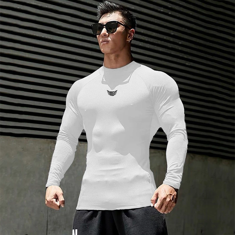 Compressie Shirt Mannen Gym Lange Mouw T shirt Hight Joggers Dry Bodybuilding Strakke Kleding|T-shirts| - AliExpress