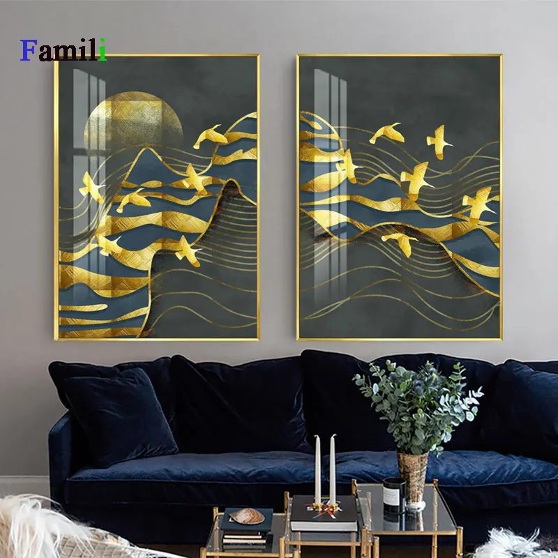 

Abstract Chinese Sunrise Posters and Prints Wall Art Canvas Painting Pictures For Living Room Scandinavian Seascape Home Decor