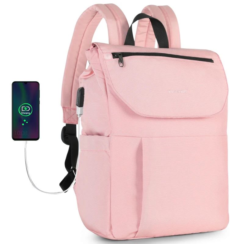 Tigernu New Fashion Рюкзак против обрастания Облегченный мужской женский рюкзак Школьные рюкзаки для подростков - Цвет: Pink 15.6 inch