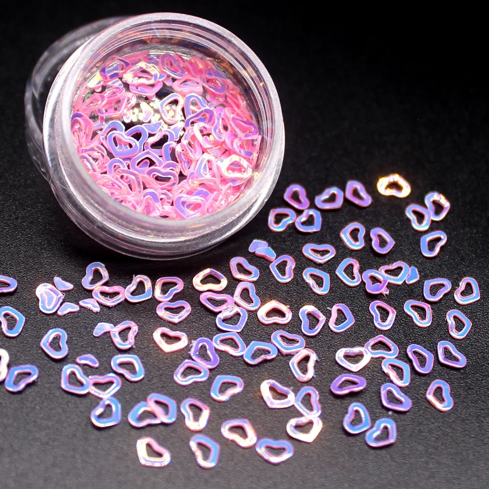 

1 Pcs Kawaii DIY Pink Hollow Sequins Nail Stone AB Color Rhinestone Irregular Beads Manicure For Nails Art Decorations Crystals
