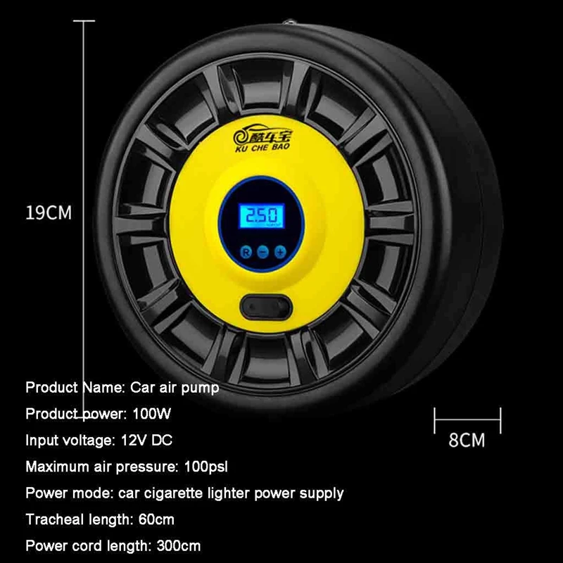 Автомобильный воздушный насос цифровой шиномонтажный светодиодный светильник мини автомобильный воздушный насос 12 В DC Электрический шиномонтажный насос автоматически закрывающийся для автомобилей, для автомобилей/м