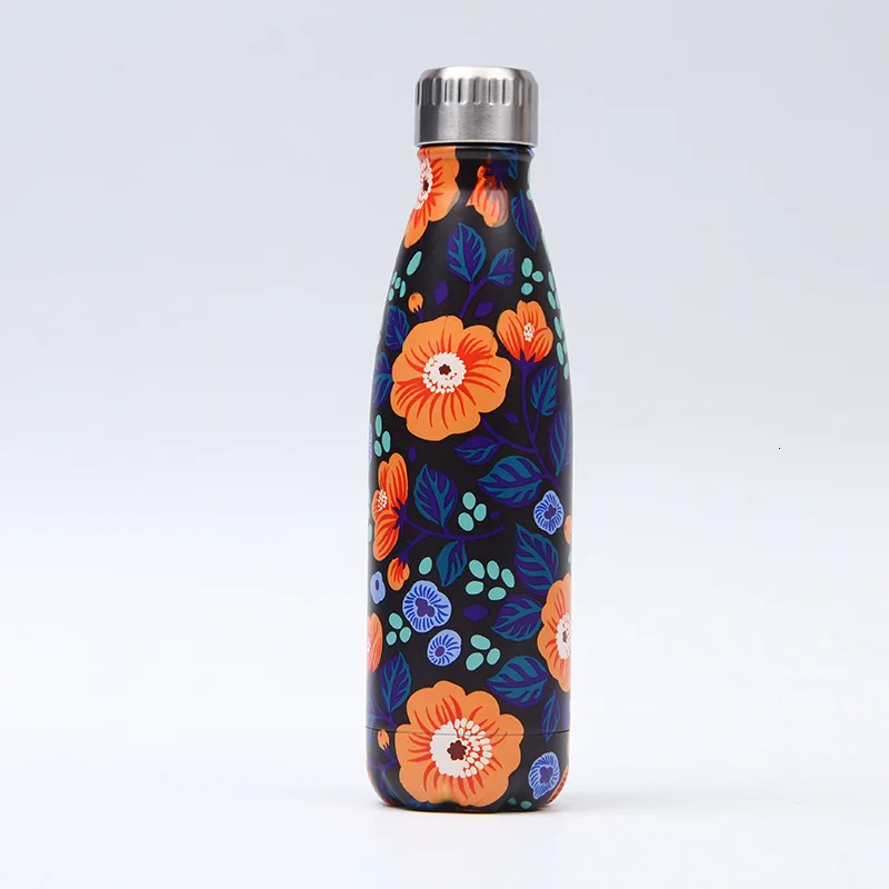 Креативная Цветочная термос-колба из нержавеющей стали, бутылка для воды, герметичная Спортивная бутылка для питья, для воды, прохладная Изолированная чашка, кружка - Цвет: L