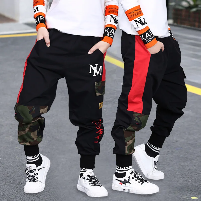 

Spring Autumn 2021 Children Sport Trousers Fashion Teenage Loose Camouflage Joggers Pants Cotton Big Boys Cargo Pants 4-16Years