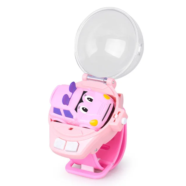 Hot Sales Mini Cartoon RC Small Car Analog Watch Remote Control Cute Infrared Sensing Model Batteryed Toys For Children Gifts 3