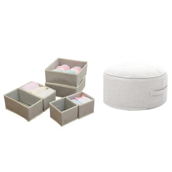 

HOT 6Pcs Nonwoven Storage Boxs Drawer Divider Closet Box & 1pcs Round High Strength Sponge Seat Cushion Tatami Cushion