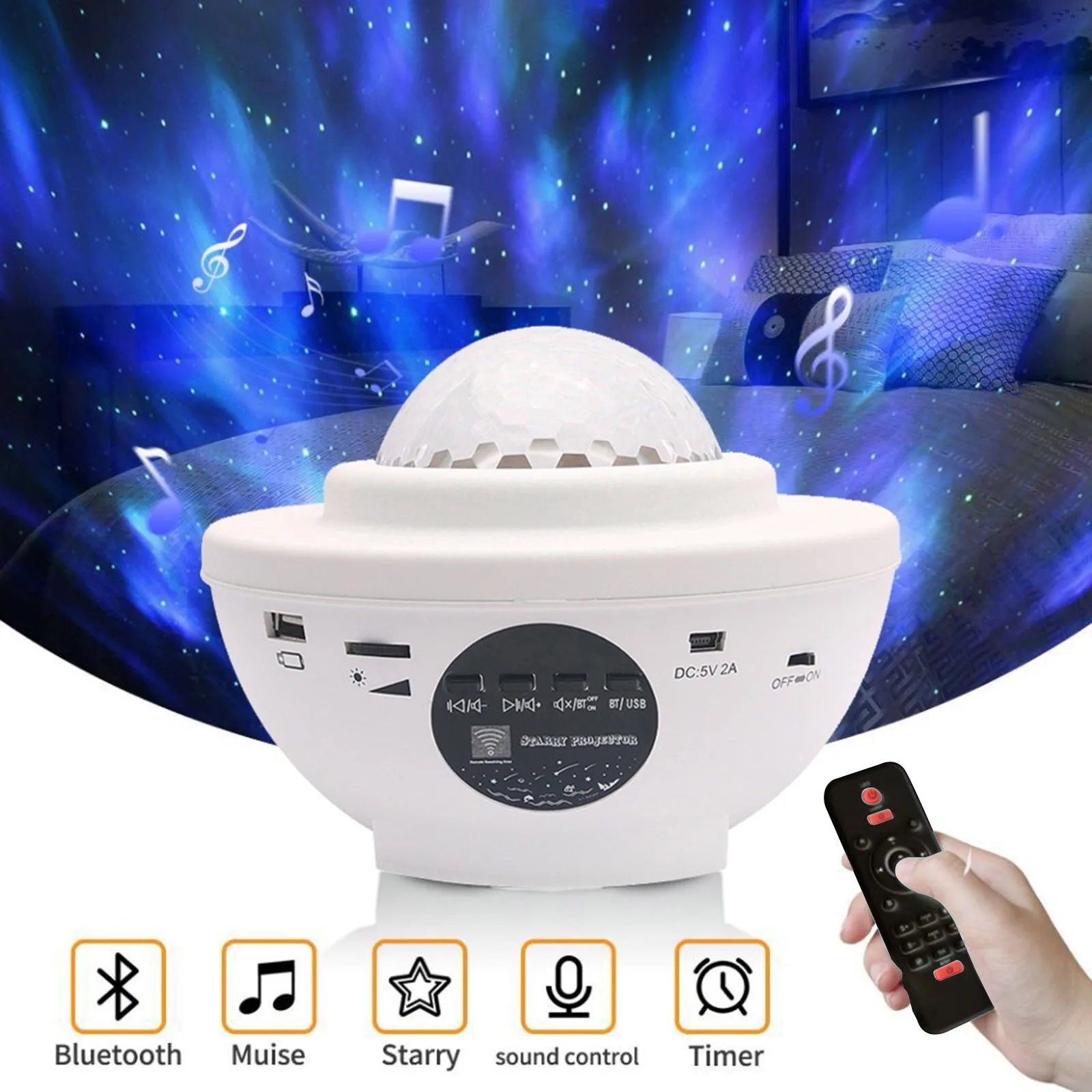 LED Night Light Colorful Starry Sky Projector Blueteeth USB Voice Control Music Player Romantic Projection Lamp Birthday Gift | Лампы и