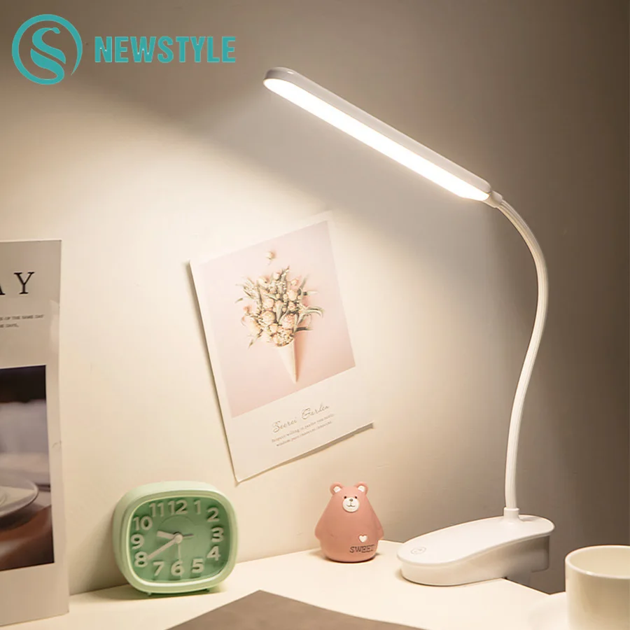 

Rechargeable LED Table Lamp USB Clip Desk Lamp Touch Study Lamps Touch 3 Color Modes Reading Light Desktop Flexo Table Light