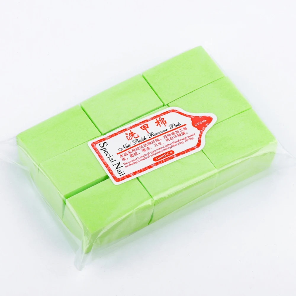 600pcs New Colorful Lint-Free Wipes Napkin Cotton Nail Polish Remover Pads Disposable Cotton Nail Washing Towel Wipes - Цвет: Green