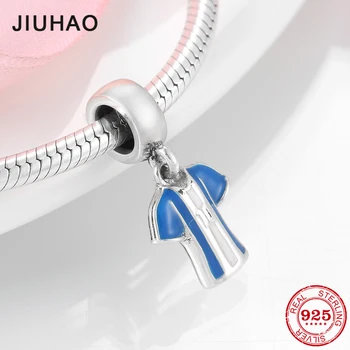 

2019 Fashion 925 Sterling Silver 10 Jersey blue enamel pendants Charms beads Fit Original Designer Bracelet Jewelry making