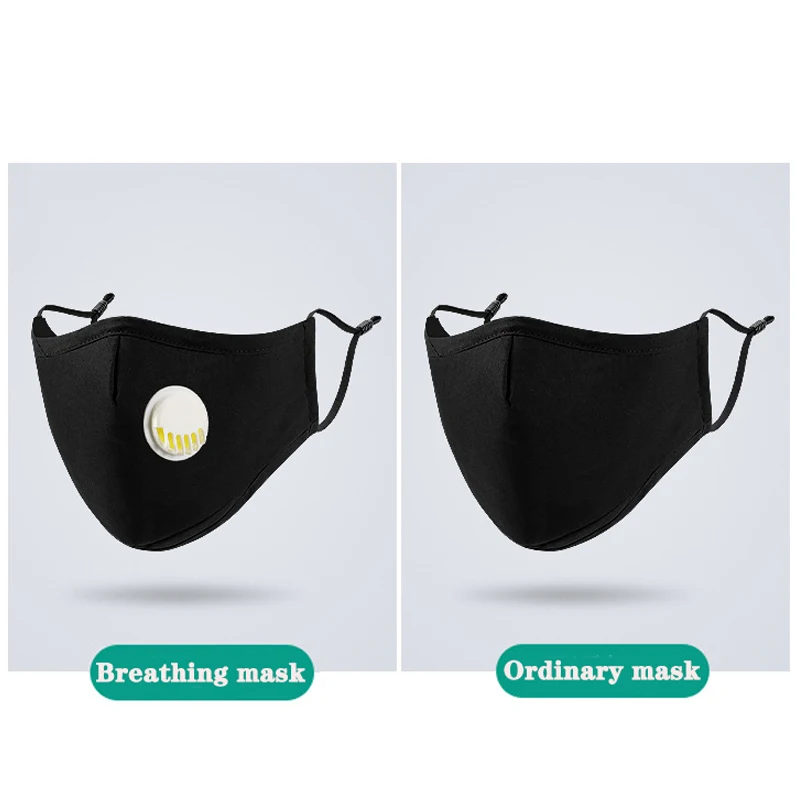 1Pcs Fashion Respirator Mask with Breathing Valve Washable Cotton Activated Carbon Filter PM2.5 Mouth Masks Anti Dust Allergy 5