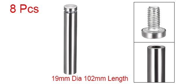 19mm x 102mm Uxcell 8 шт. Стекло противостояние крепление нержавеющая сталь стены противостояние Держатель рекламы гвозди диаметром 12 мм до 25 мм - Цвет: 19mm x 102mm