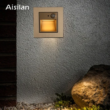 

Auto Motion Light Sensor LED wall light Footlight Step wall Lamp Squared Sconce Recessed Inwall Lighting 86 86 boxes