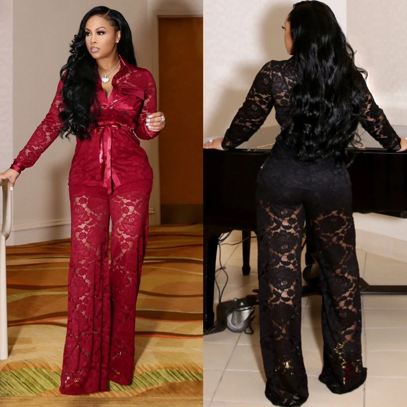 Сексуальный клубный комплект из двух предметов Кружевная блуза рубашка