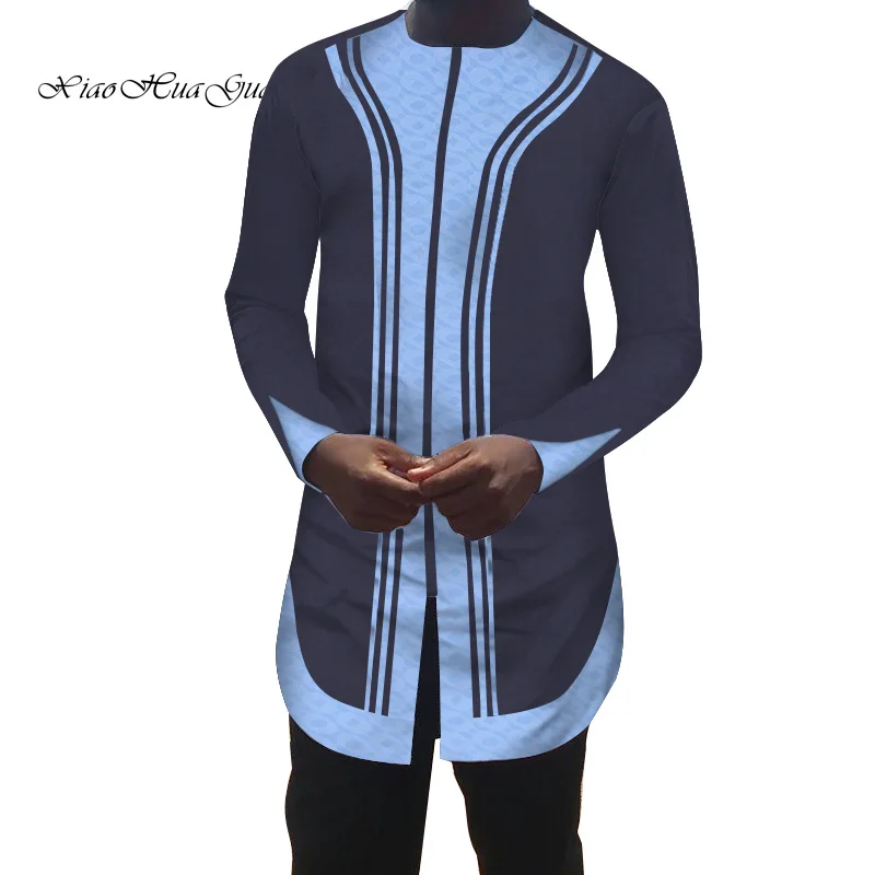 Африканская мужская одежда Dashiki Bazin Riche Ankara повседневные офисные рубашки с длинными рукавами рубашка в африканском стиле Wyn522