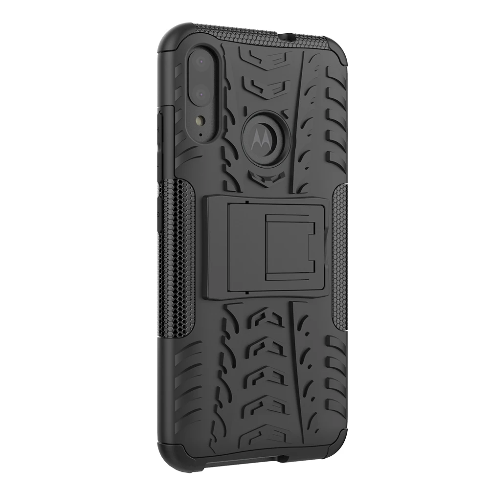 Полная защита противоударный защитный чехол для Moto E6 Plus с подставкой защитный чехол