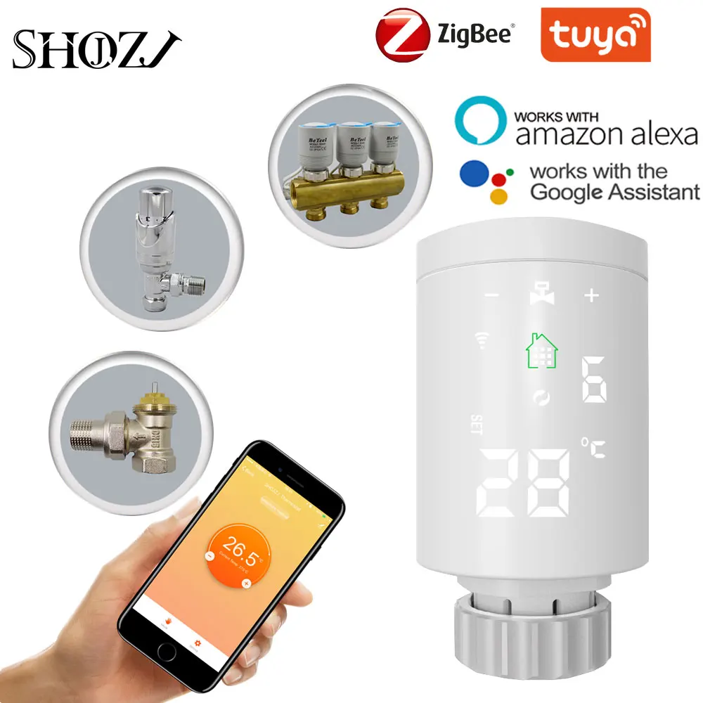 TUYA Zigbee TRV  Thermostat Valve  Thermostatic Radiator Valve Controller Heater Temperature Voice Control Works with Google Hom