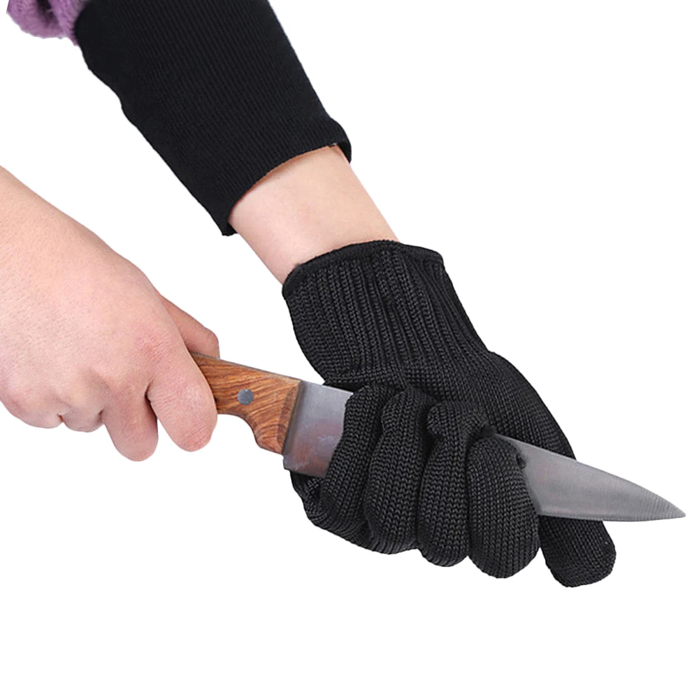 Anti Cut Gloves Protective Gloves Safety Gloves Black Metal Anti-Cut Gloves Level 5 Stainless Steel Wire for Kitchen Butcher