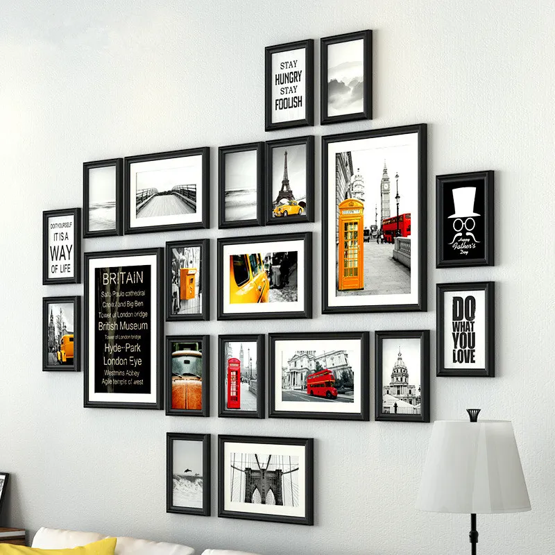 

Black Photo Frame Retro European Style Picture Photo Wall Decorate Sofa TV Background 20 Pcs/set Picture Frames DIY Poster Frame