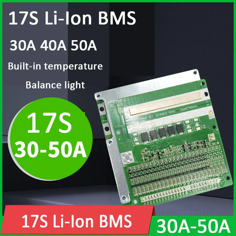 

BMS 17S Li-ion 60V 18650 Lithium Battery Protection Board W balance W Temperature 30A 40A 50A 3S 4S 6S 7S 10S 13S 14S 16S