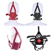 Faux Leather Head Harness Panel Bondage Gag Half Facepiece Restraint Hood Mouth Strap Oral Ball Couple BDSM Slave Roleplay 1