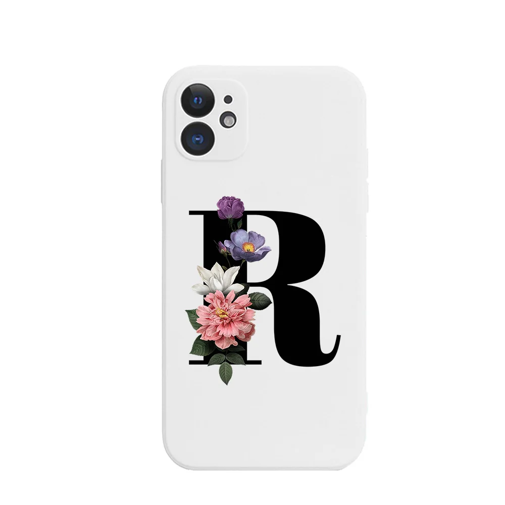 English Letter White Phone Case For iPhone 11 Pro Max X XS Max XR 7 8 Plus Fashion flower soft Silicone Cover iphone 8 leather case