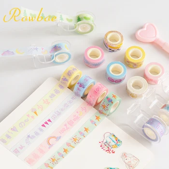 

ROWBOE cute stationery girl mini hand account and paper tape set stickers cute color printing decoration kawaii supplies