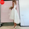 Sexy Vestido De Noiva Simple Lace Short Wedding Dress 2022 Boho High Front Low Back Beach Bridal Gown Beaded Appliques Organza ► Photo 2/6