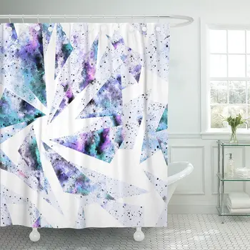 

Pattern Watercolor Purple Triangles and Black Dots Geometric Abstract Shower Curtain Waterproof Polyester Fabric 72 x 72 Inches