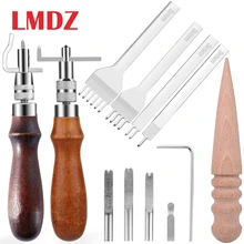 LMDZ strumento per cucire in pelle cucitura Groover bordo smussatore perforazione in pelle intaglio Kit artigianale cucitura per principianti di lavoro in pelle