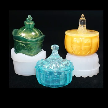 

2pcs UV Resin Box Mold for Resin Casting Silicone Molds Holloween Pumpkin Crown Shape Jewelry Storage Box Mould DIY Craft Decor