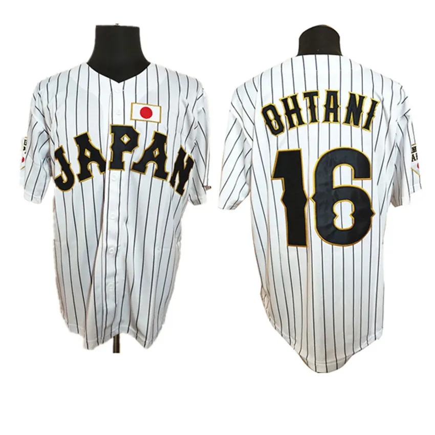 

Mens Shohei Ohtani 16 Japan Team Baseball MAN Stitched Button Down Fashion camisetas hombre Jersey