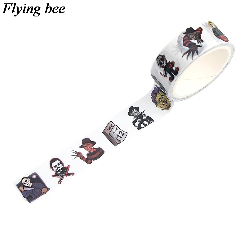 Flyingbee 15 мм X 5 м Бумага васи лента ужас убийца клейкая лента DIY Хэллоуин Скрапбукинг наклейка этикетка маскирующая лента X0557