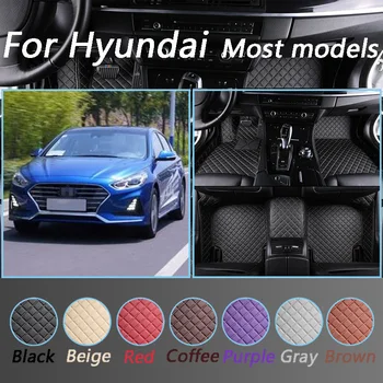 

Leather Car Floor Mats For Hyundai i40 Santa Fe Tucson Getz Solaris Creta Elantra Sonata Kona ix25 Interior Accessories