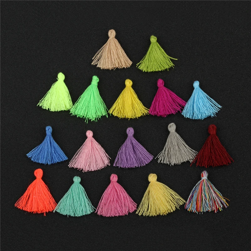 100PCS 3CM 미니 목화 스레드 패브릭 술 DIY 펜던트 쥬얼리 팔찌 키 만들기 프린지 트림 공예 Tassels 바느질 액세서리